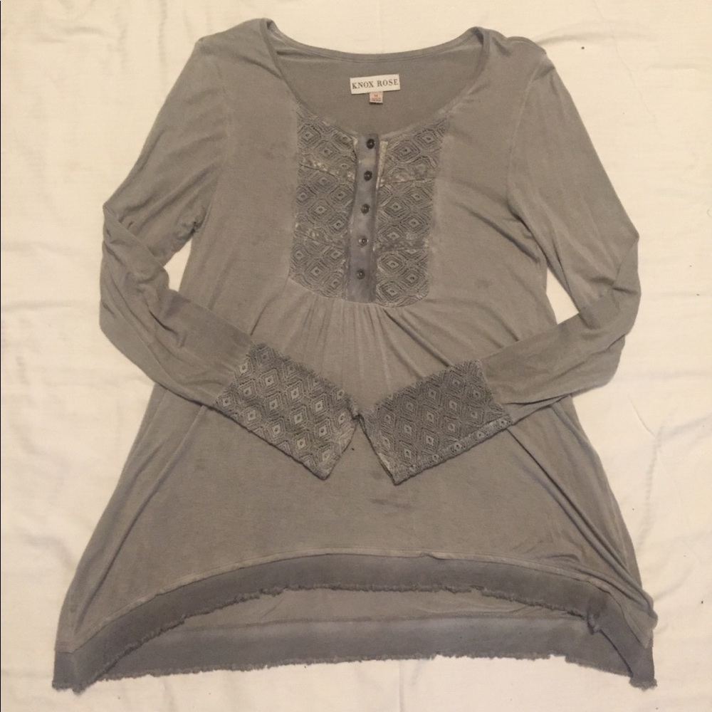 Knox Rose Gray Longsleeve Blouse Size M